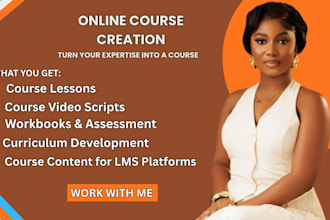 create online course content, curriculum, lesson plans, elearning, workbook