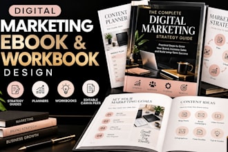 design digital marketing ebook social media workbook canva guide and PDF