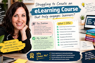 create elearning course curriculum, course video, syllabus, workbook, worksheet