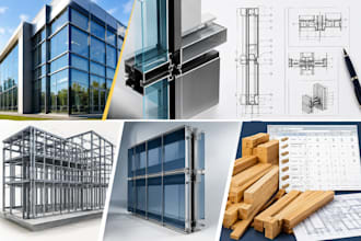 create stick, aluminum, unitized curtain wall details drawing and lumber takeoff
