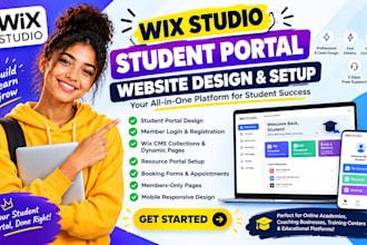 do wix studio student portal, cms, members login, resource portal, booking form