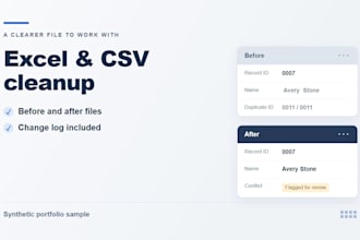clean excel or CSV data, remove duplicates and fix formatting