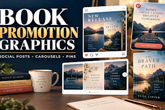design book promotion graphics and social media posts for authors