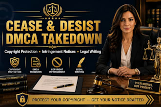 write cease and desist, dmca takedown, copyright infringement notice
