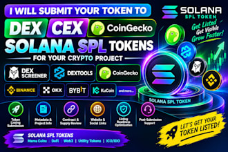submit your token to dex cex coingecko solana spl tokens for your crypto project