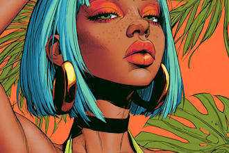 draw in comic style and retro colors