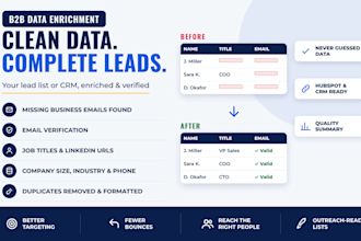 do b2b data enrichment, find missing emails and clean your crm lead list