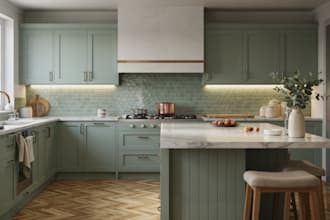 design kitchen cabinets, wardrobe, closet, millwork, shop drawings, 3d rendering