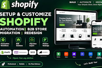 setup shopify automation, shopify b2b store, shopify migration, shopify redesign