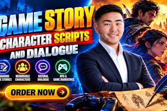 write your game story, character scripts and dialogue