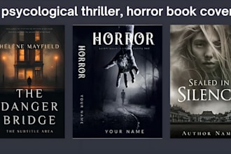 design psycological thriller book cover, horror ebook cover and self help cover