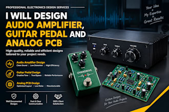 design audio amplifer, guitar pedal and analog pcb
