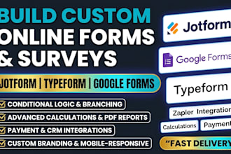 create jot form, google form, online survey, quiz, fillable PDF forms in 24hrs