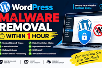 remove wordpress malware and fix hacked website within 1 hour