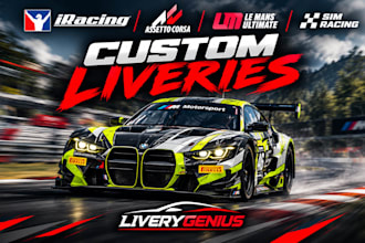 design iracing livery, assetto corsa livery, lmu livery, sim racing livery