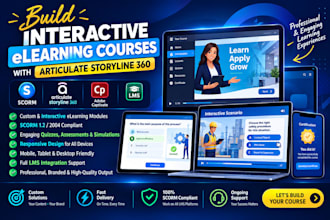 build interactive articulate rise 360 elearning course scorm adope captivate lms