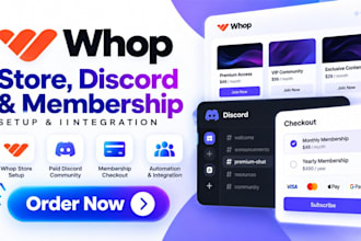 set up your whop store, paid discord community and membership checkout