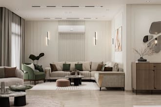 redecorate3d family room interior,island kitchen, master bedroom,night rendering