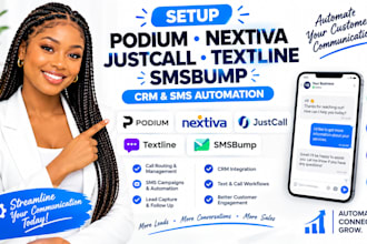setup podium nextiva ring central justcall textline smsbump CRM SMS automation