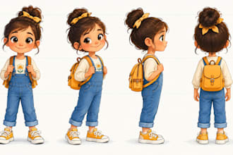 create a professional cartoon character turnaround sheet