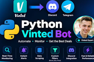 develop discord vinted bot,vinted scraping bot, vinted monitor bot, vinted robot