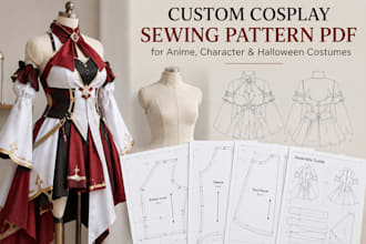 do custom cosplay sewing pattern pdf for anime, character and halloween costumes