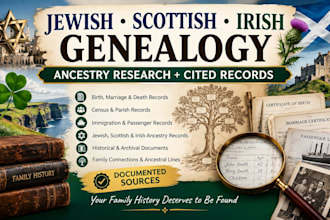 do jewish, scottish and irish ancestry genealogy research, citation record