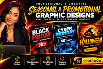 design black friday flyers, cyber monday, halloween and christmas sales store