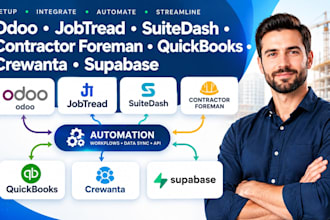 setup odoo jobtread suitedash contractor foreman quickbooks crewanta supabase