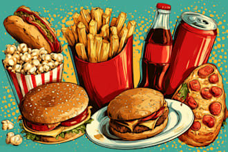 food pop art illustrations