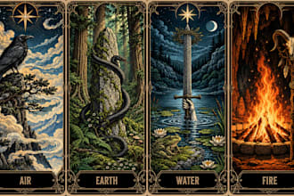 do custom tarot card full deck design card illustration with spiritual artwork