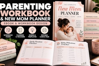 design parenting workbook new mom planner baby guide and ebook