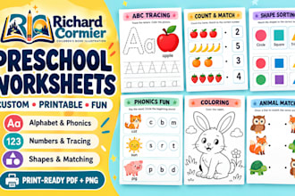design printable preschool worksheets with alphabet, phonics and number tracing
