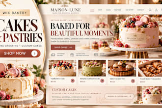 design or redesign wix bakery website, cake shop, pastry and online ordering