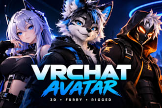 create a custom vrchat avatar, furry fursona and 3d character