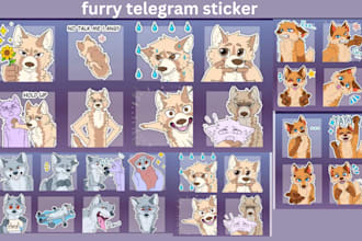 draw cute furry badge emotes discord telegram crypto animated furry sticker