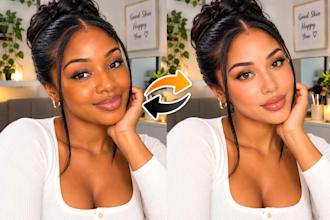 do photoshop head swap, face swap, body retouch, skin retouching in 1 hour