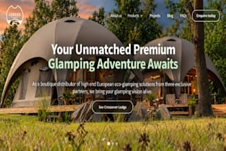 build wix glamping website luxury camping cabin rental resort vacation website