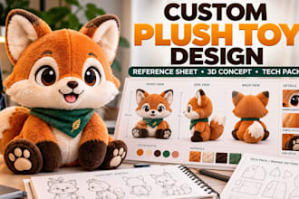 design custom plushie reference sheet stuffed animal character ych concept