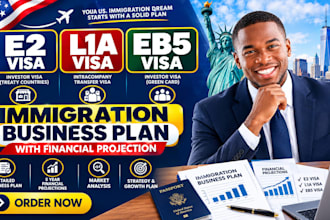write e2 visa, l1a visa, eb5 immigration business plan with financial projection