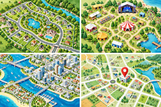 design custom vector map, location map, real estate map and site map
