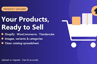 upload or migrate your products to shopify, woocommerce or tiendanube