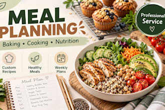 create recipes, meal plans, nutrition guides and baking content