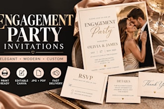 engagement party invitations, elegant and custom engagement cards