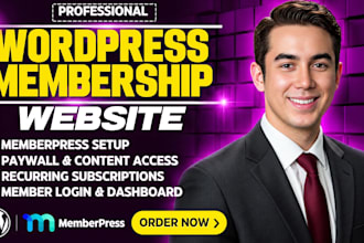 build wordpress membership website paywall subscription website, memberpress