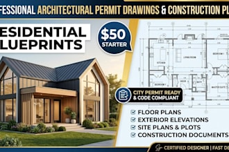 be your architect for residential permit drawing and construction plans