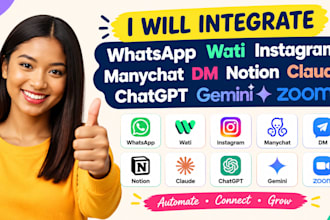 integrate whatsapp wati instagram manychat dm  notion claude chatgpt gemini zoom