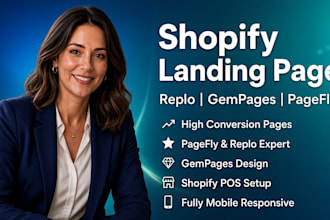 design replo landing page with gempages or pagefly and setup shopify pos