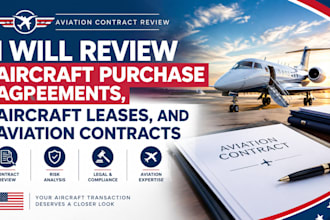 review aircraft purchase agreements, aircraft leases, aviation contracts