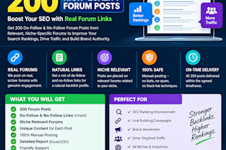 build 200 high quality forum backlinks for your website